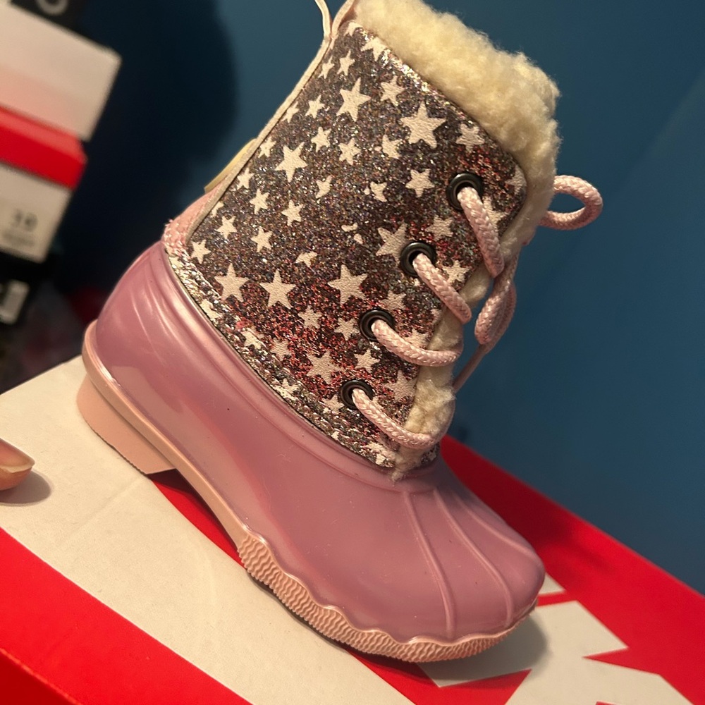 Pink Star Glitter Toddler Boots
